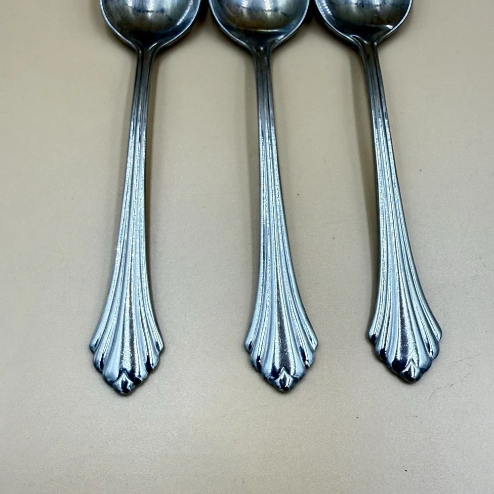 Oneida Bancroft Stainless Flatware Spoon Lot - 3 Oval Soup Spoons Vintage